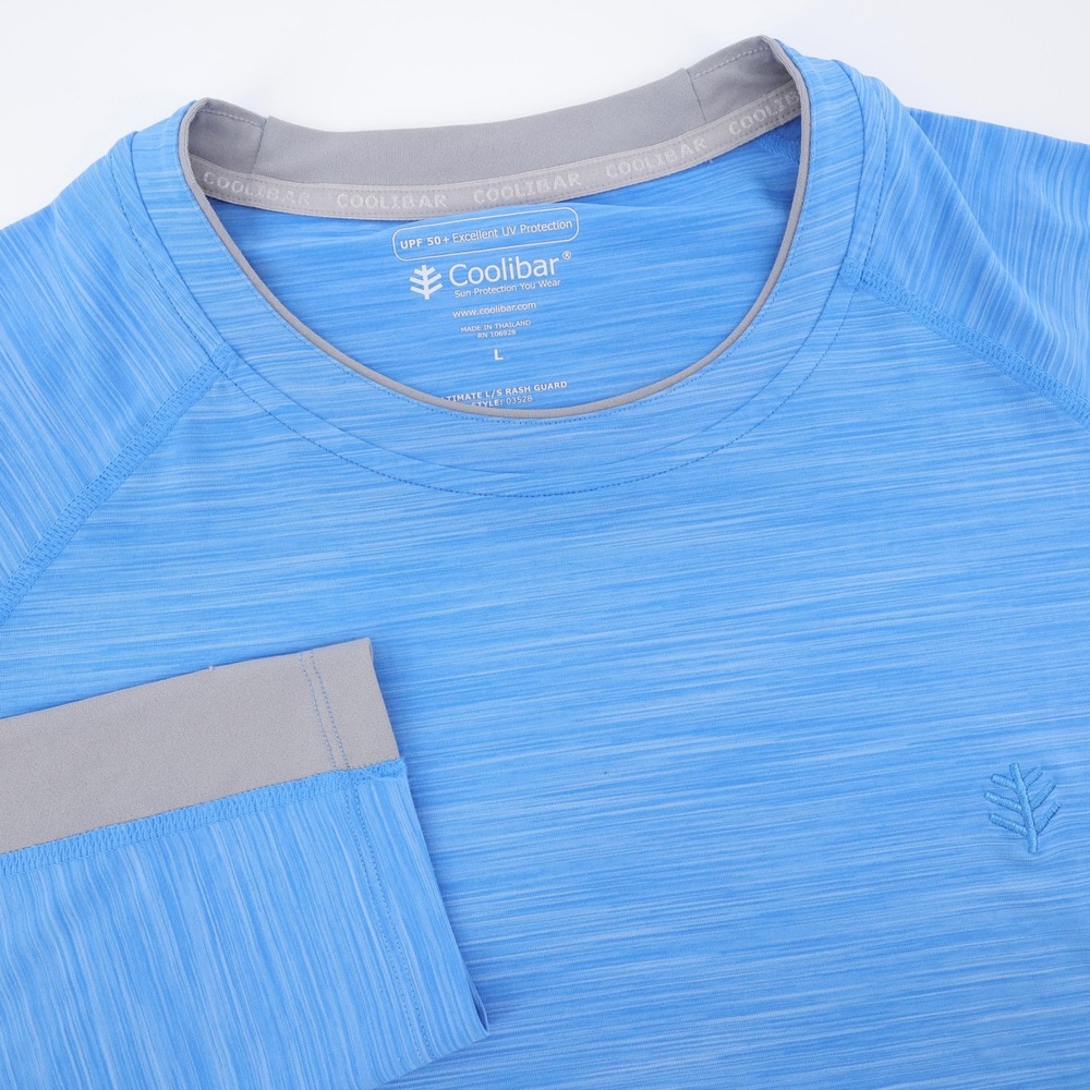 Coolibar Ultimate UPF 50+ Rash Guard Shirt Blue Mens Large
